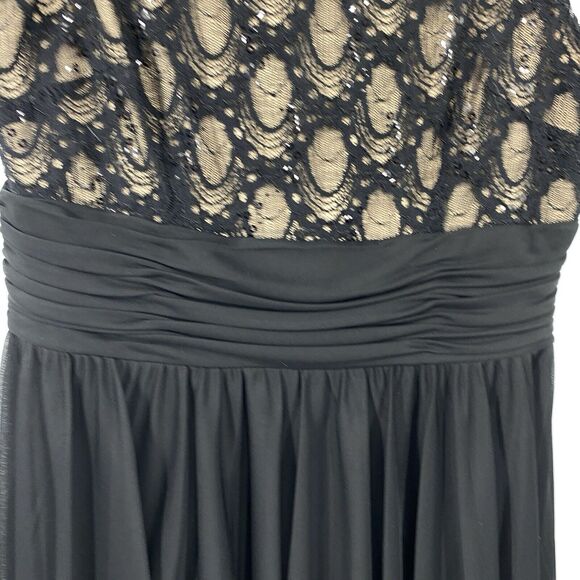 JH Evenings Sleeveless Lace Sequined Midi Dress Size 12 Black Full Skirt Event - Picture 5 of 12
